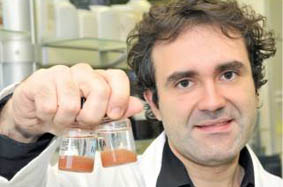 O investigador Isaac Fernndez estuda a depuracin de compostos de nitrxeno en augas residuais